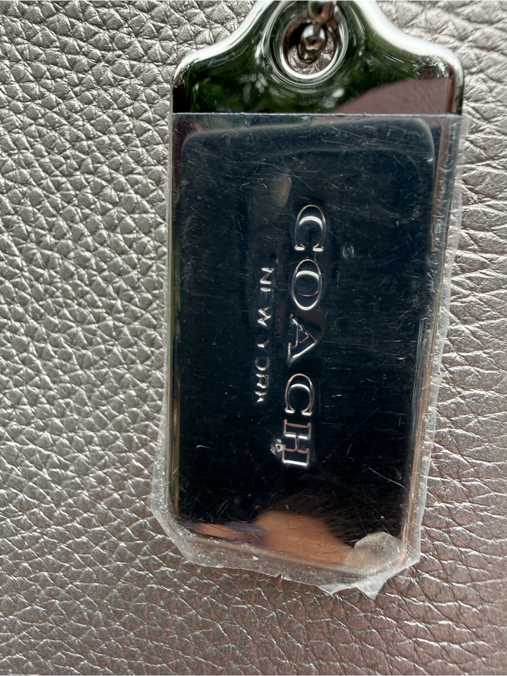 Coach Mia Metallic Silver Pebbled Leather Shoulder Bag NWT - Picture 7 of 9